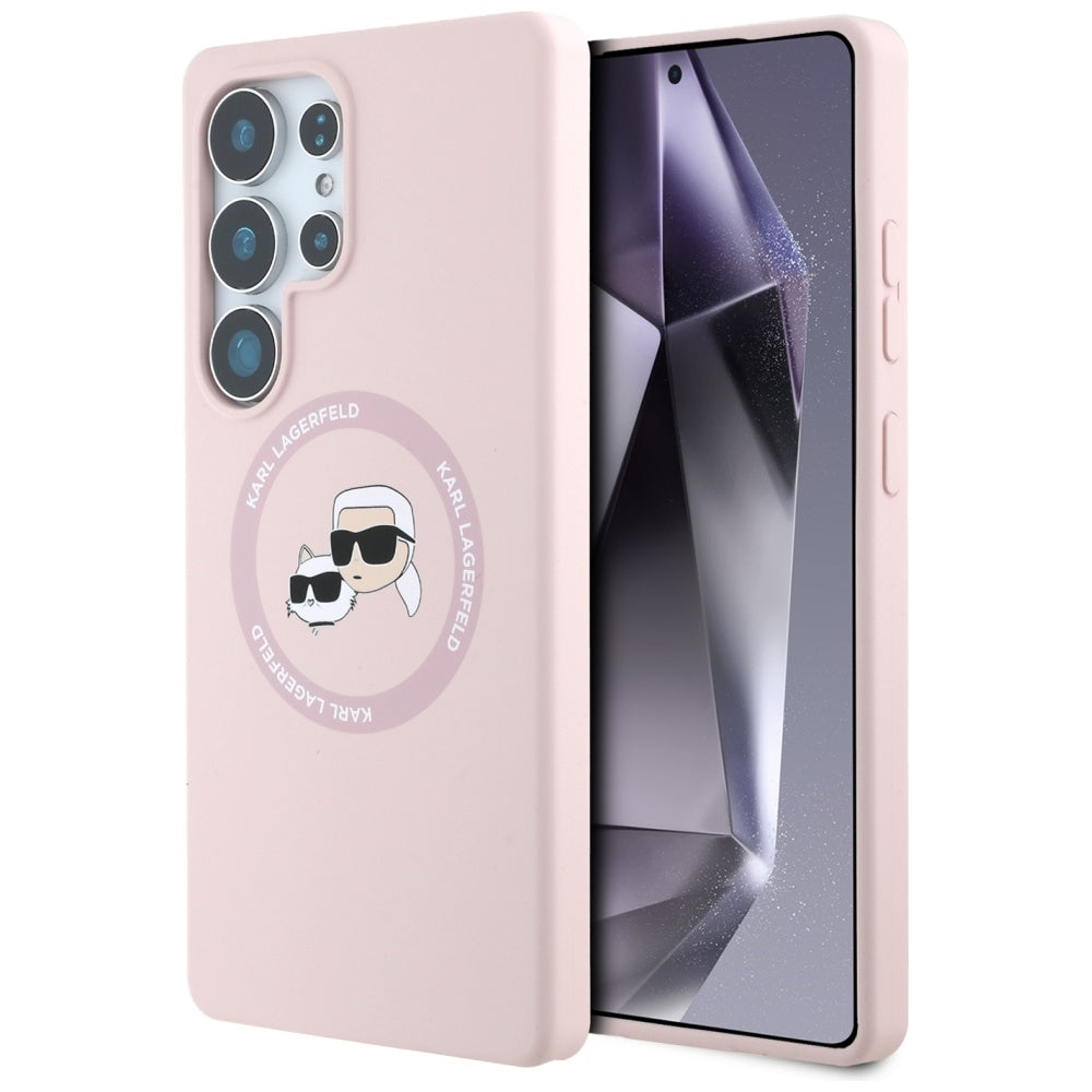 MagSafe tok Samsung Galaxy S25 Ultra S938-hez, Karl Lagerfeld, Silicone Double Heads, Rózsaszín
