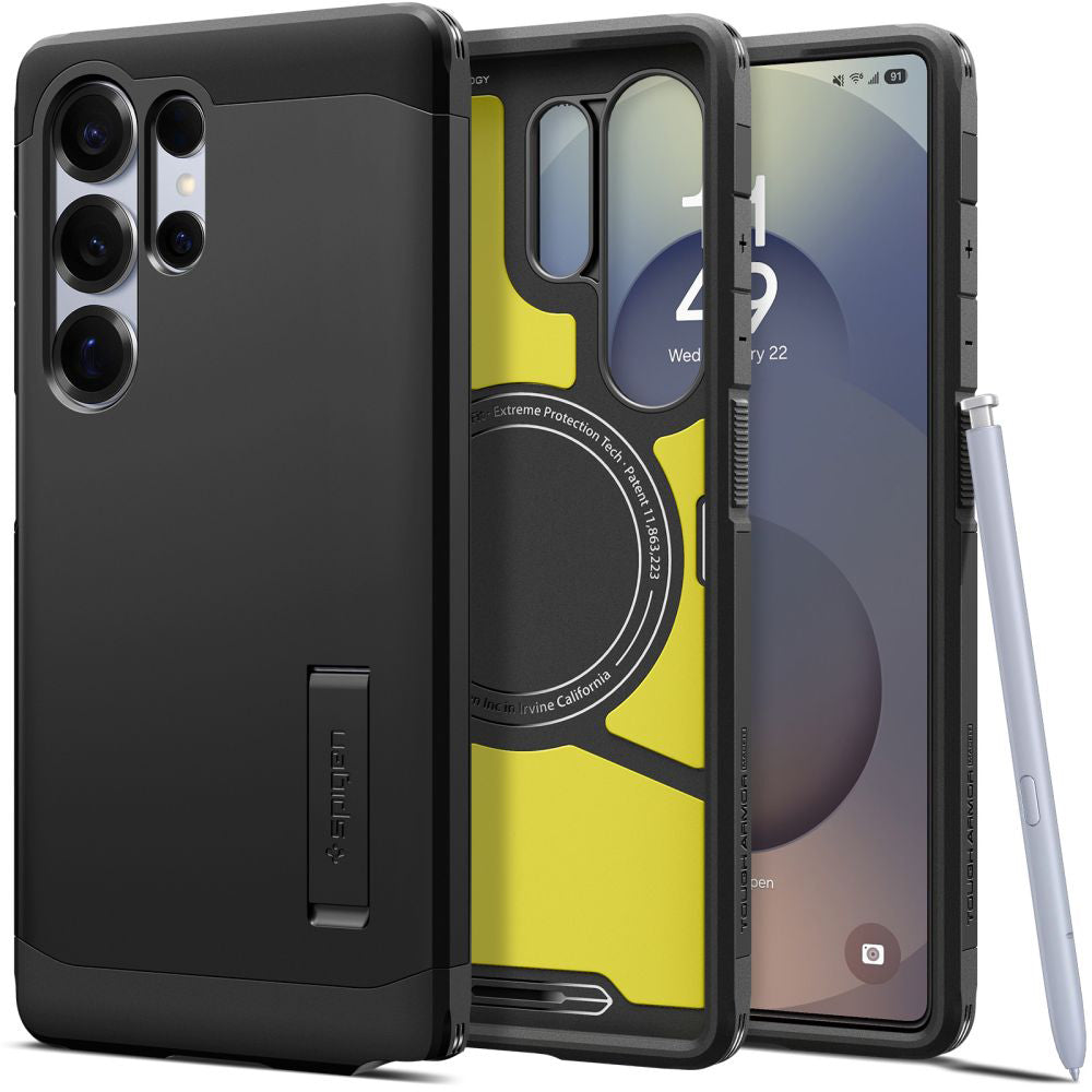 MagSafe tok Samsung Galaxy S25 Ultra S938-hez, Spigen, Tough Armor, Fekete