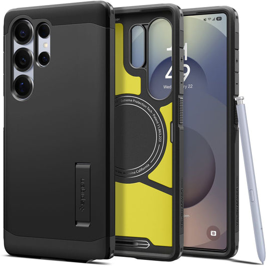 MagSafe tok Samsung Galaxy S25 Ultra S938-hez, Spigen, Tough Armor, Fekete