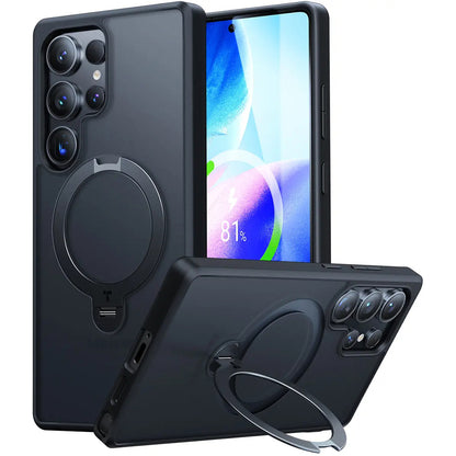 MagSafe Case for Samsung Galaxy S25 Ultra S938, Torras, Ostand Spin, Black