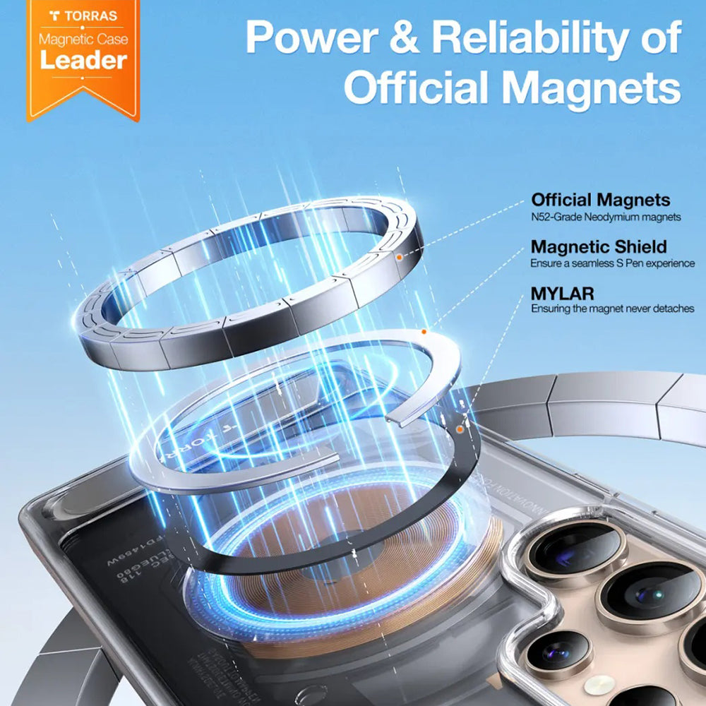 MagSafe tok Samsung Galaxy S25 Ultra S938-hez, Torras, Pstand, Átlátszó