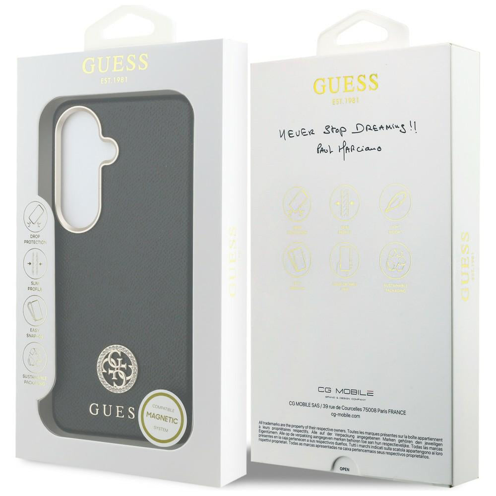 MagSafe tok Samsung Galaxy S26 Plus S947-hez, Guess, Rhinestone Round Logo, Fekete