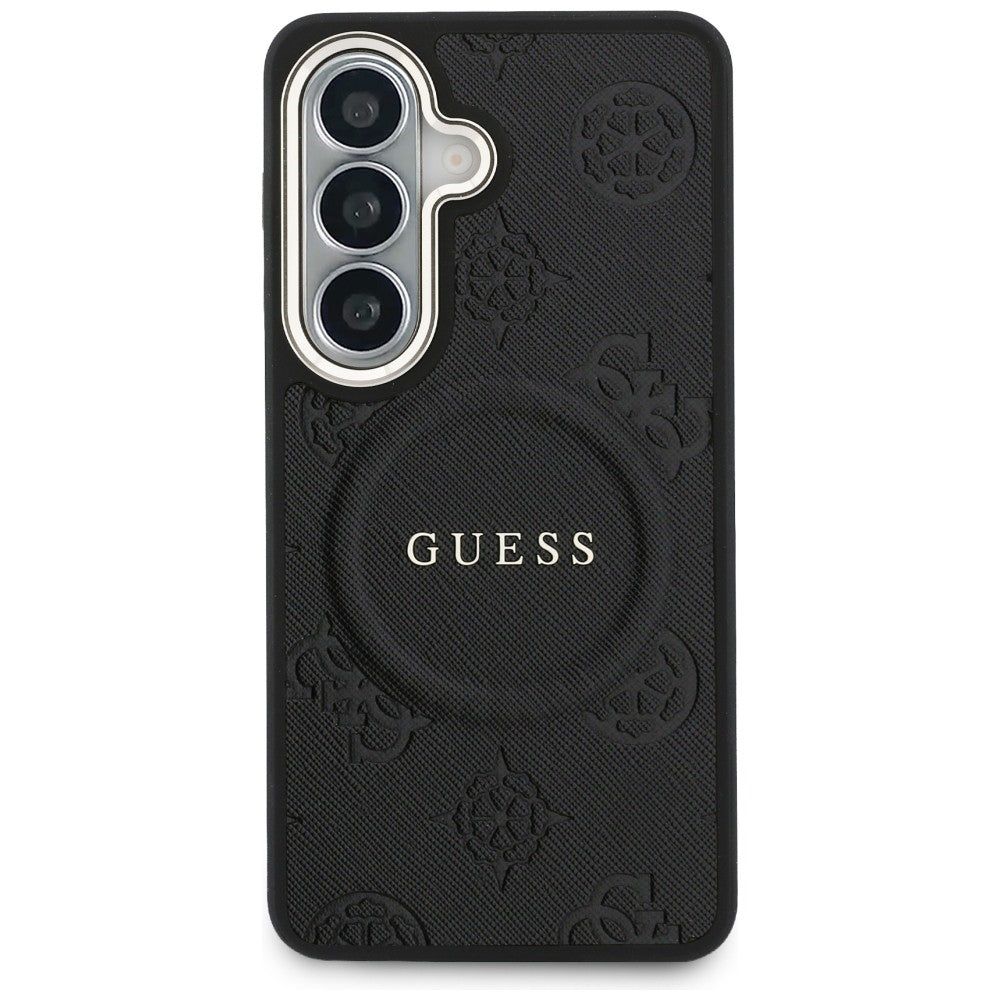 MagSafe tok Samsung Galaxy S26 Plus S947-hez, GUESS, Saffiano Peony Embossed Ring, Fekete