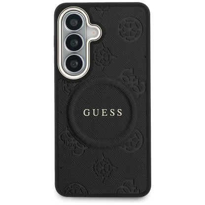 MagSafe tok Samsung Galaxy S26 Plus S947-hez, GUESS, Saffiano Peony Embossed Ring, Fekete