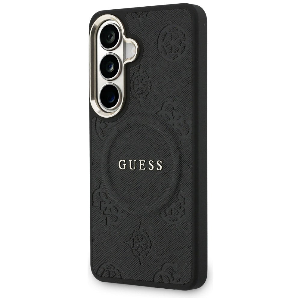 MagSafe tok Samsung Galaxy S26 Plus S947-hez, GUESS, Saffiano Peony Embossed Ring, Fekete