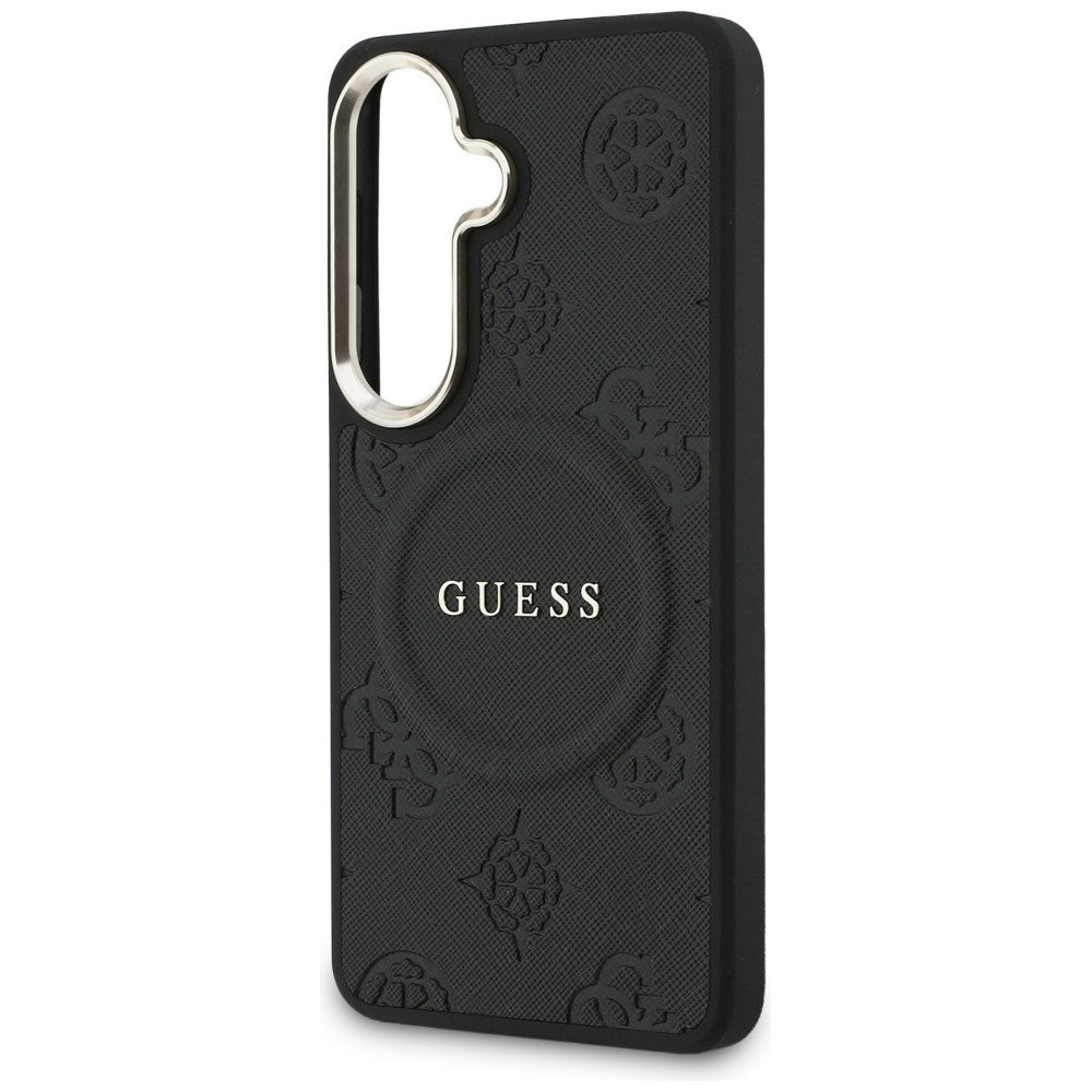 MagSafe tok Samsung Galaxy S26 Plus S947-hez, GUESS, Saffiano Peony Embossed Ring, Fekete