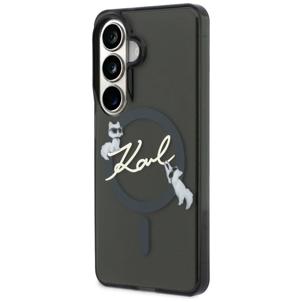 MagSafe tok Samsung Galaxy S26 Plus S947-hez, Karl Lagerfeld, IML Choupette Karl Script Logo, Fekete