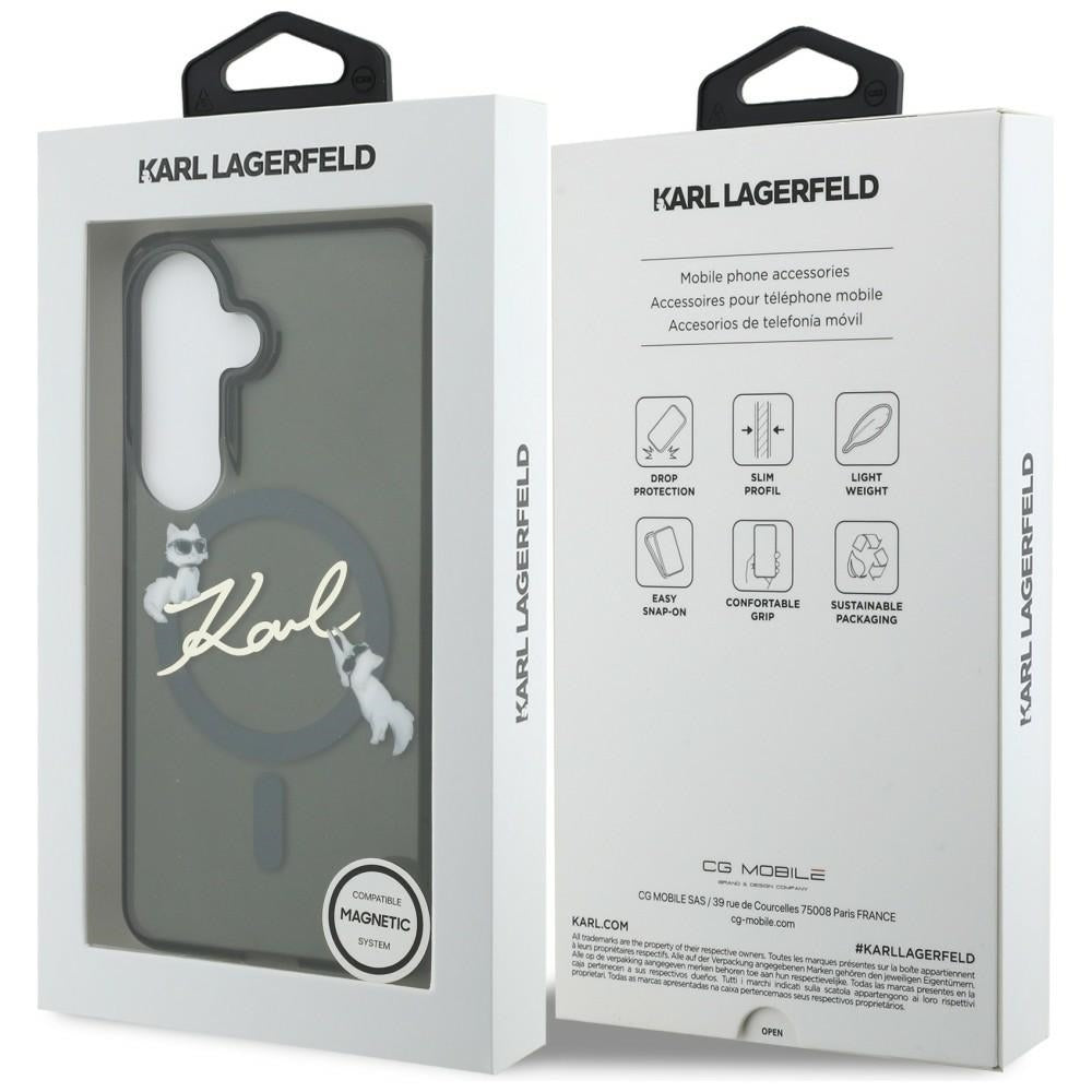 MagSafe tok Samsung Galaxy S26 Plus S947-hez, Karl Lagerfeld, IML Choupette Karl Script Logo, Fekete