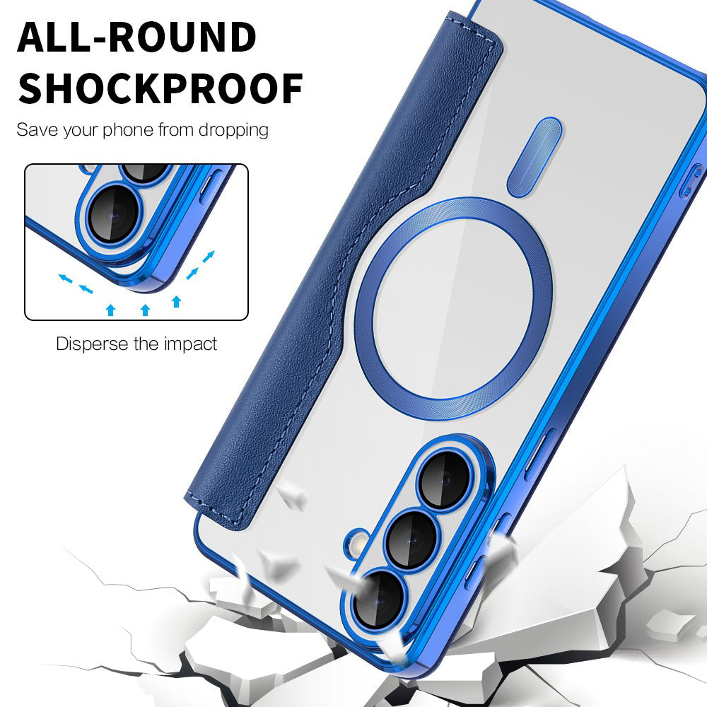 MagSafe Case for Samsung Galaxy S26 Plus, Techsuit, SmartMag Book, Blue