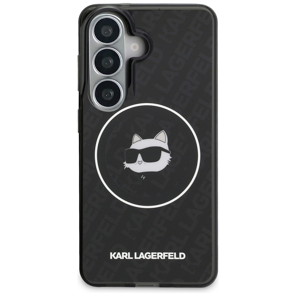 MagSafe tok Samsung Galaxy S26 S942-hez, Karl Lagerfeld, IML Choupette Head on KL Repeated Logo, Fekete