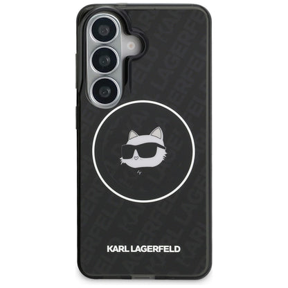 MagSafe tok Samsung Galaxy S26 S942-hez, Karl Lagerfeld, IML Choupette Head on KL Repeated Logo, Fekete