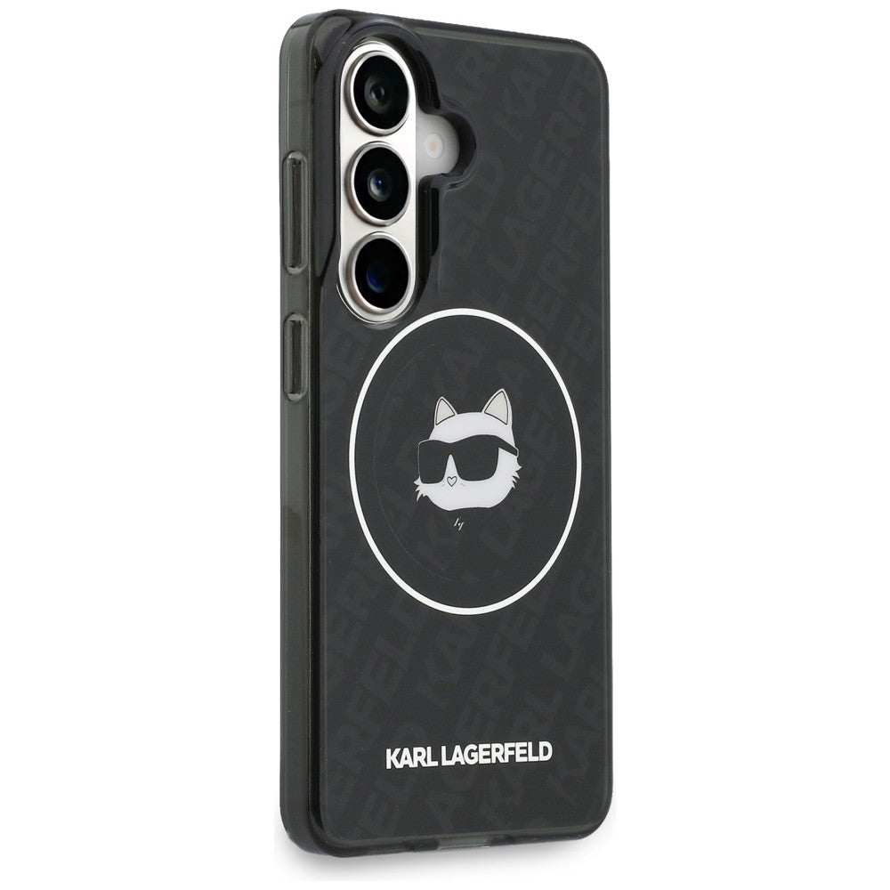 MagSafe tok Samsung Galaxy S26 S942-hez, Karl Lagerfeld, IML Choupette Head on KL Repeated Logo, Fekete