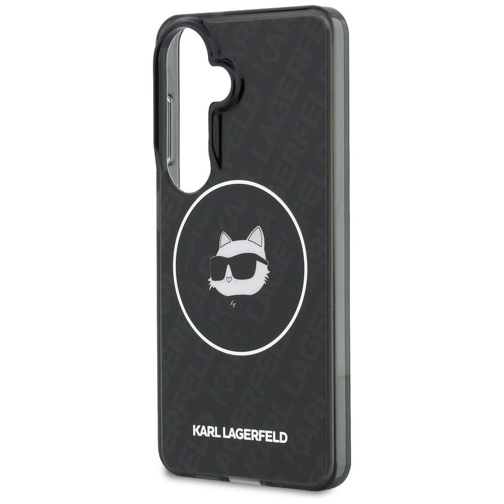 MagSafe tok Samsung Galaxy S26 S942-hez, Karl Lagerfeld, IML Choupette Head on KL Repeated Logo, Fekete
