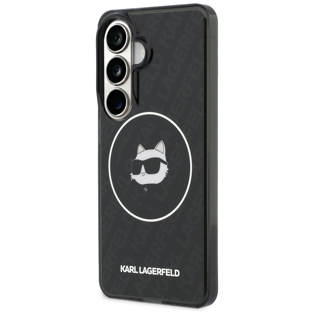 MagSafe tok Samsung Galaxy S26 S942-hez, Karl Lagerfeld, IML Choupette Head on KL Repeated Logo, Fekete