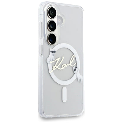 MagSafe tok Samsung Galaxy S26 S942-hez, Karl Lagerfeld, IML Choupette Karl Script Logo, Fehér