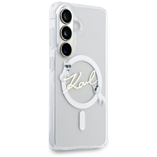 MagSafe tok Samsung Galaxy S26 S942-hez, Karl Lagerfeld, IML Choupette Karl Script Logo, Fehér