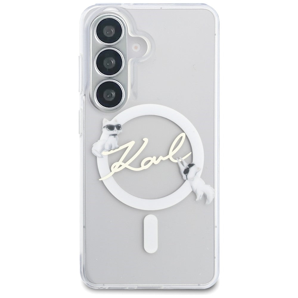 MagSafe tok Samsung Galaxy S26 S942-hez, Karl Lagerfeld, IML Choupette Karl Script Logo, Fehér