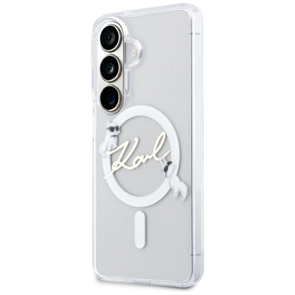 MagSafe tok Samsung Galaxy S26 S942-hez, Karl Lagerfeld, IML Choupette Karl Script Logo, Fehér