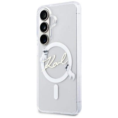 MagSafe tok Samsung Galaxy S26 S942-hez, Karl Lagerfeld, IML Choupette Karl Script Logo, Fehér
