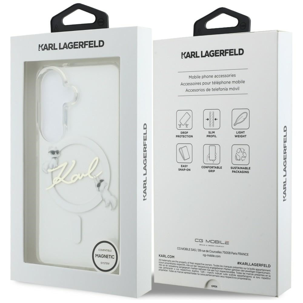 MagSafe tok Samsung Galaxy S26 S942-hez, Karl Lagerfeld, IML Choupette Karl Script Logo, Fehér