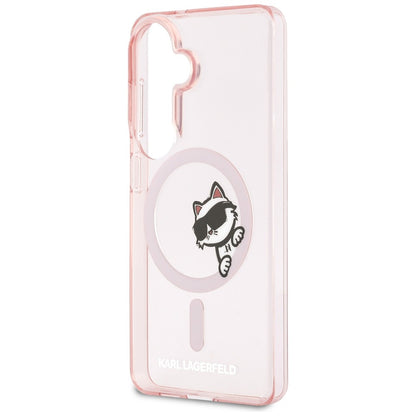 MagSafe Case for Samsung Galaxy S26 S942, Karl Lagerfeld, IML Choupette Peekaboo Logo, Pink