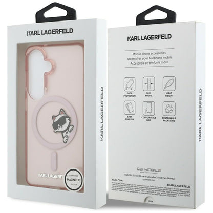 MagSafe Case for Samsung Galaxy S26 S942, Karl Lagerfeld, IML Choupette Peekaboo Logo, Pink