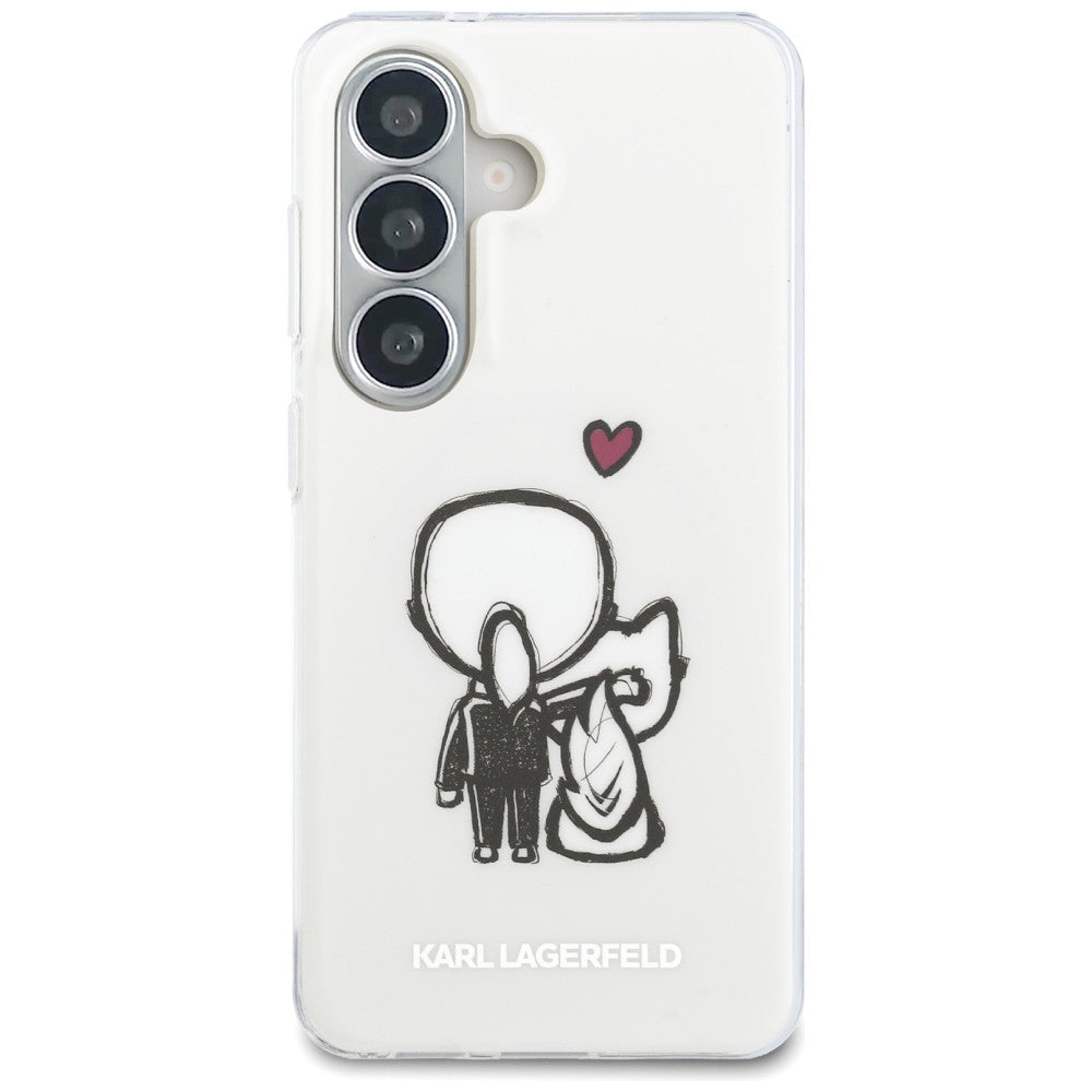 MagSafe tok Samsung Galaxy S26 S942-hez, Karl Lagerfeld, IML Karl & Choupette hátlapi logó, fehér