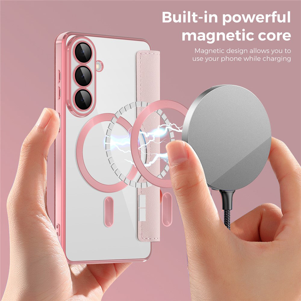 MagSafe tok Samsung Galaxy S26-hoz, Techsuit, SmartMag Book, Rózsaszín