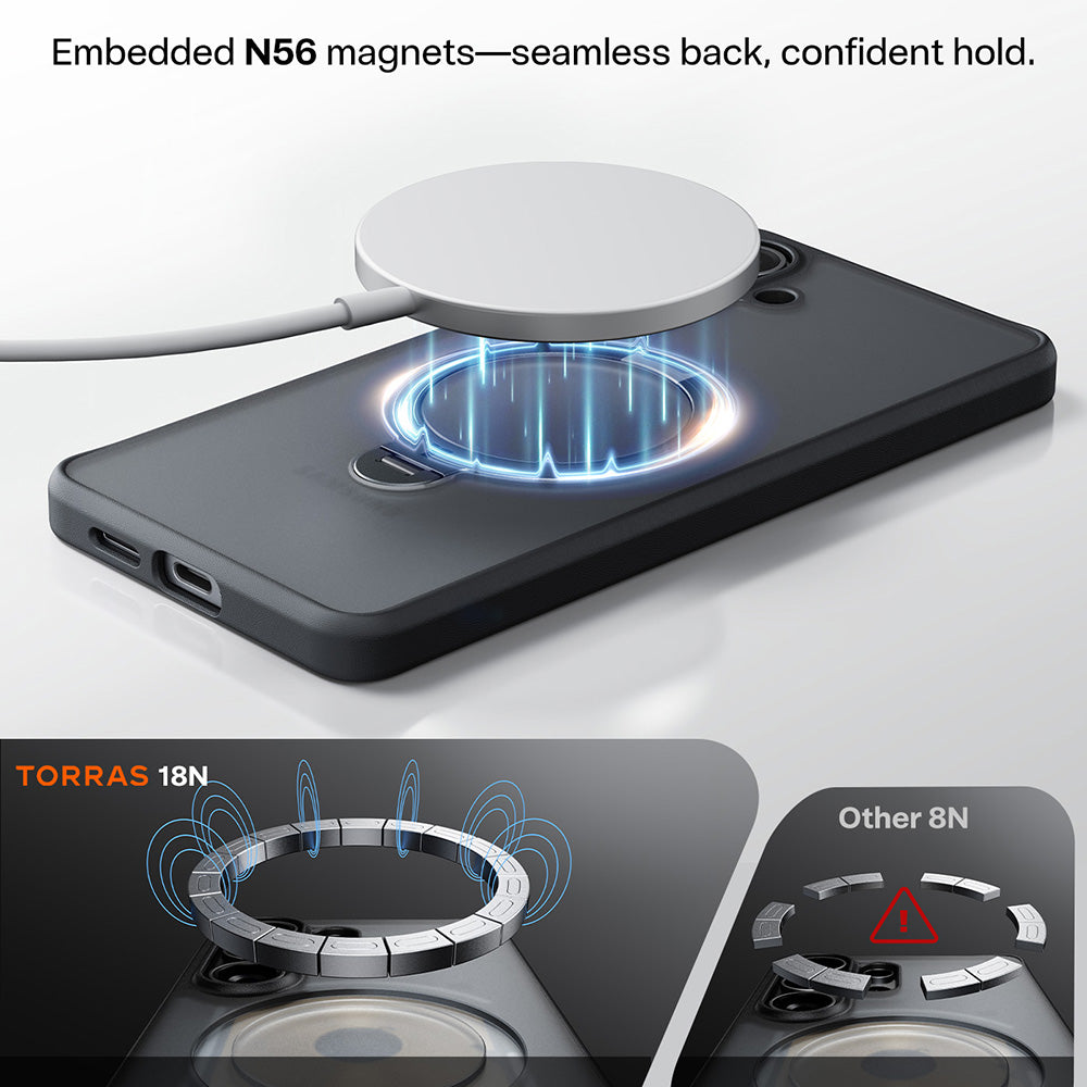 MagSafe Case for Samsung Galaxy S26 S942, Torras, Ostand Spin, Black