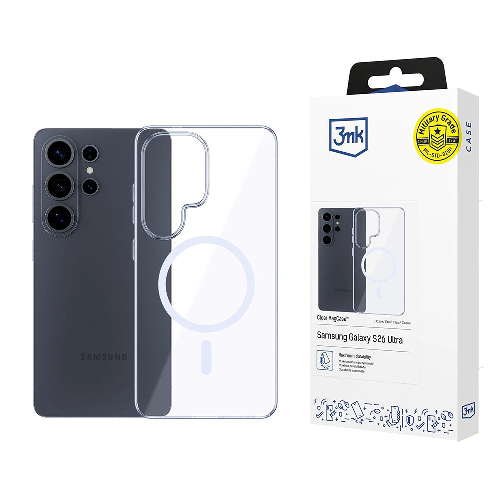 MagSafe tok Samsung Galaxy S26 Ultra S948-hez, 3MK, Clear MagCase, Átlátszó