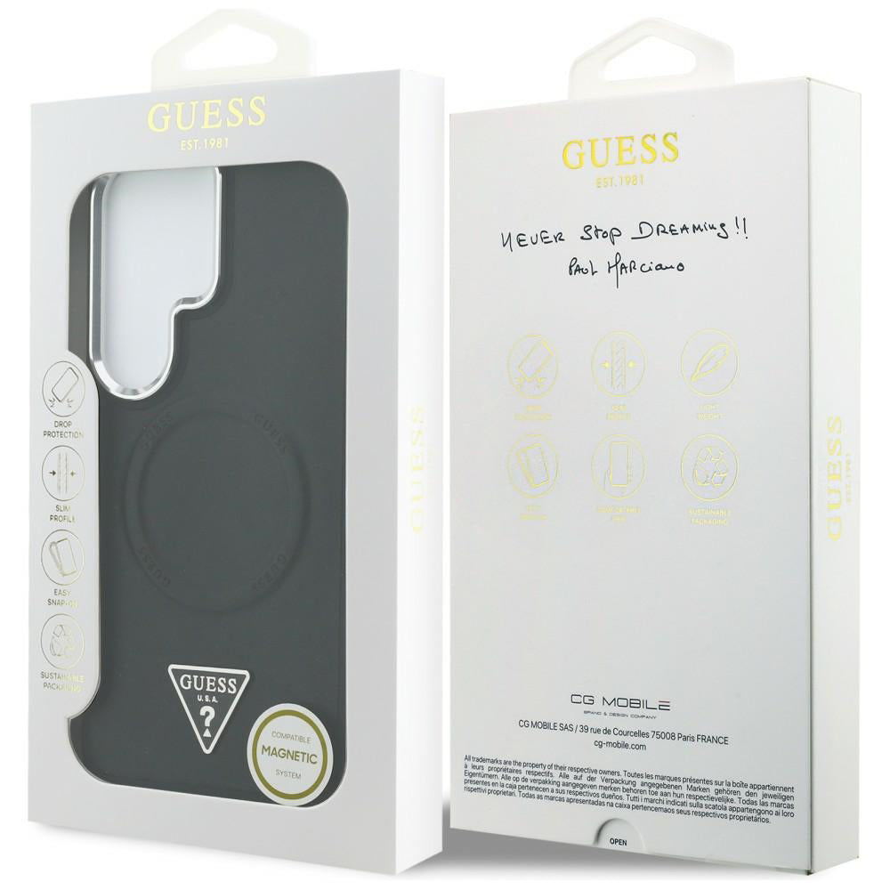 MagSafe tok Samsung Galaxy S26 Ultra S948-hez, Guess, Embossed Ring Triangle Logo, Fekete
