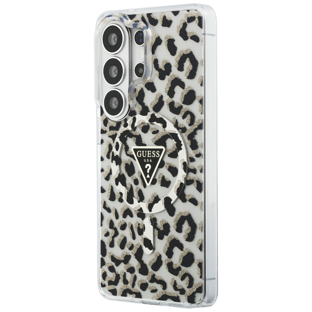 MagSafe Case for Samsung Galaxy S26 Ultra S948, Guess, IML Leopard Pattern, Black