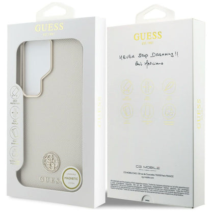 MagSafe tok Samsung Galaxy S26 Ultra S948-hez, Guess, Rhinestone Round Logo, Bézs
