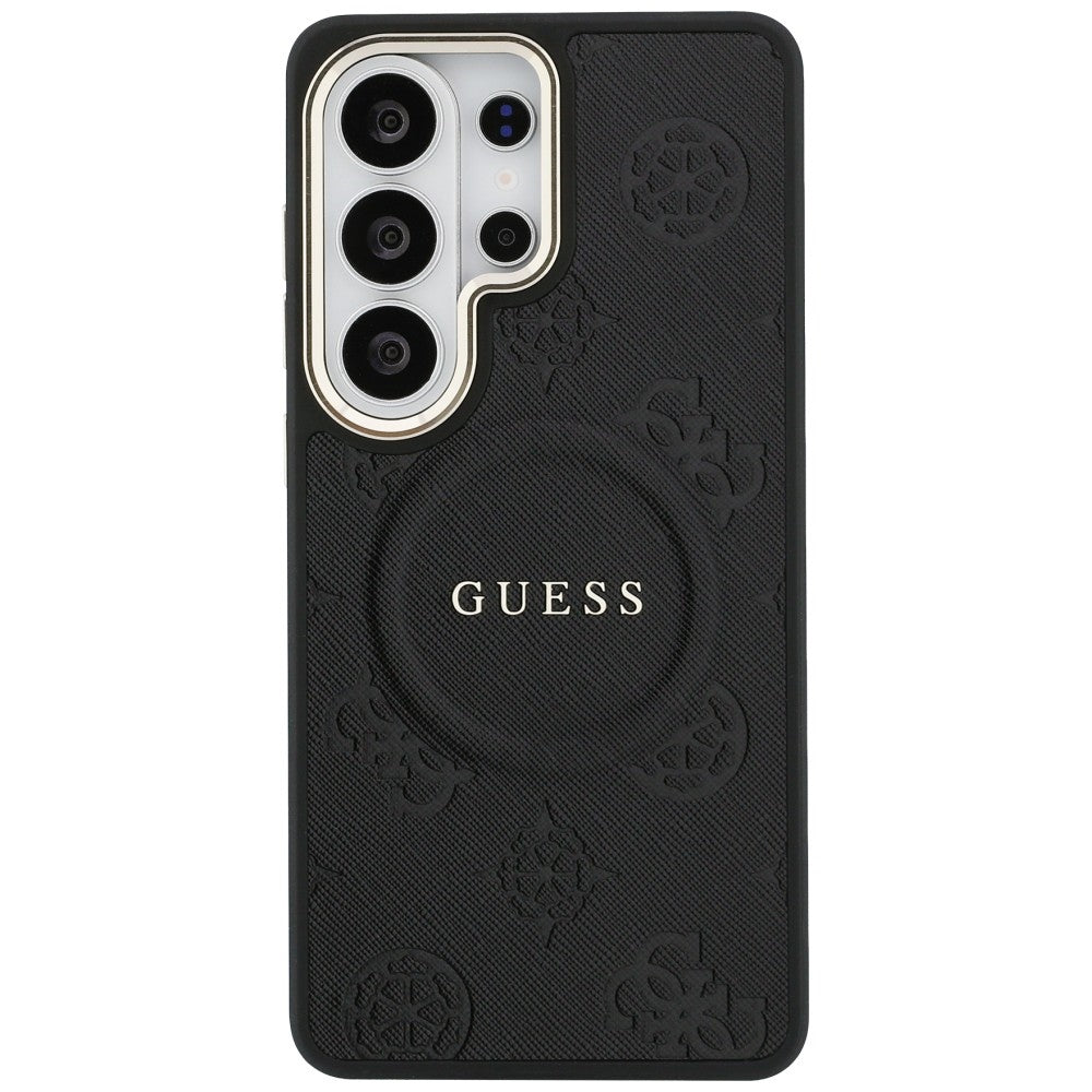 MagSafe tok Samsung Galaxy S26 Ultra S948-hez, GUESS, Saffiano Peony Embossed Ring, Fekete