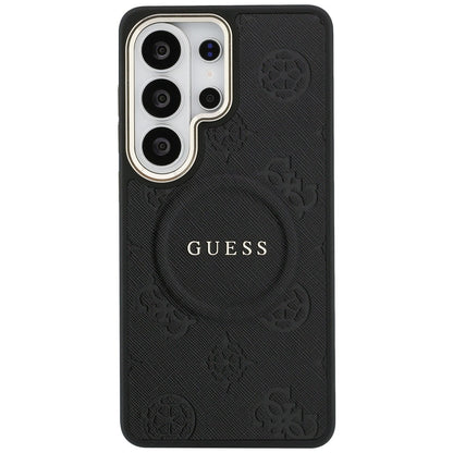 MagSafe tok Samsung Galaxy S26 Ultra S948-hez, GUESS, Saffiano Peony Embossed Ring, Fekete