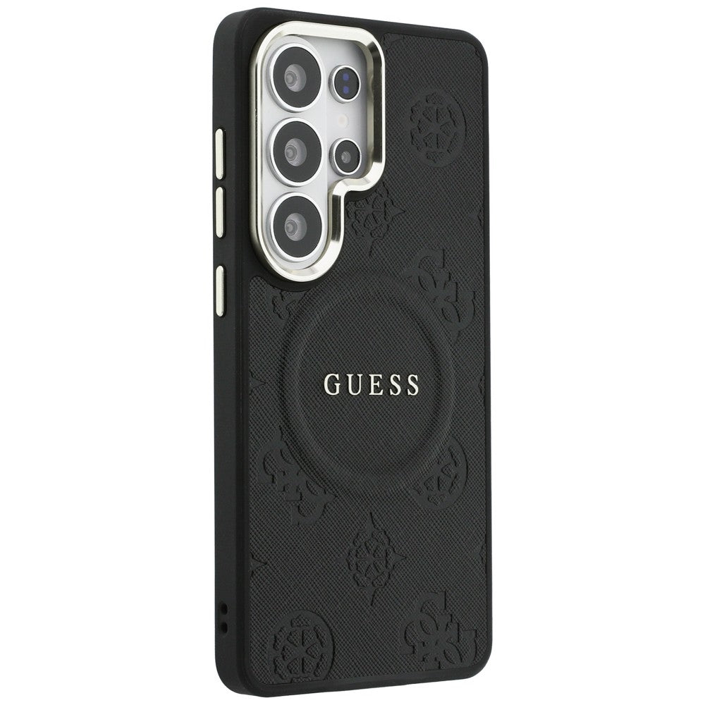 MagSafe tok Samsung Galaxy S26 Ultra S948-hez, GUESS, Saffiano Peony Embossed Ring, Fekete