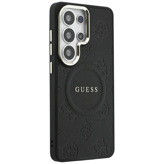 MagSafe tok Samsung Galaxy S26 Ultra S948-hez, GUESS, Saffiano Peony Embossed Ring, Fekete