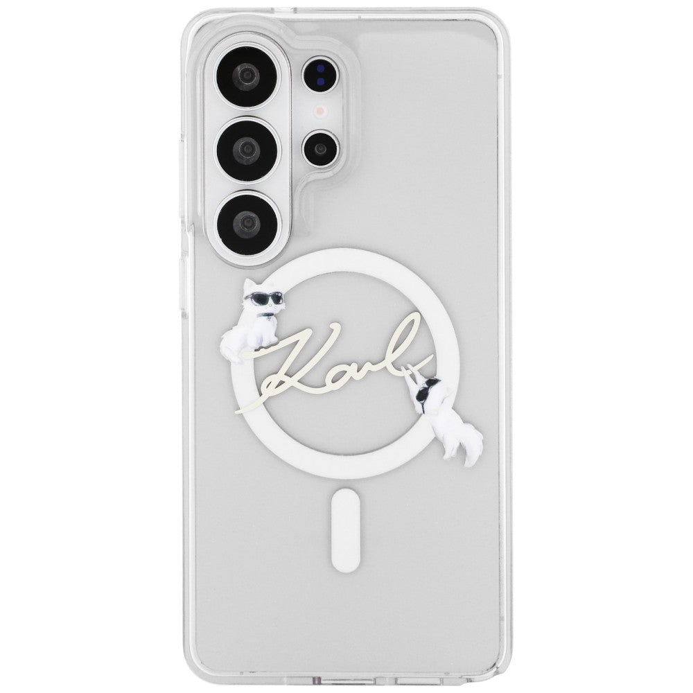 MagSafe Case for Samsung Galaxy S26 Ultra S948, Karl Lagerfeld, IML Choupette Karl Script Logo, White