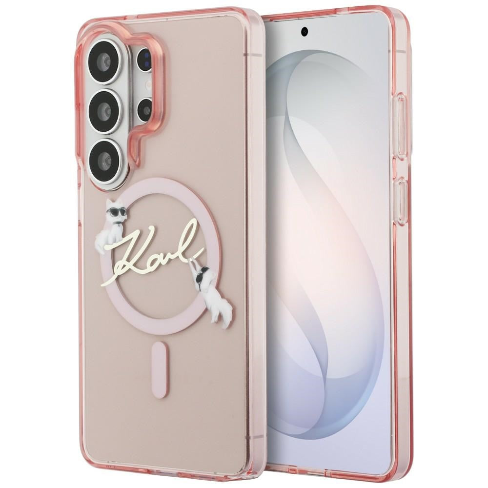 MagSafe tok Samsung Galaxy S26 Ultra S948-hez, Karl Lagerfeld, IML Choupette Karl Script Logo, Rózsaszín