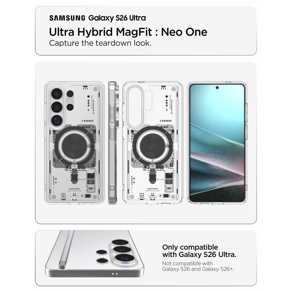 MagSafe tok Samsung Galaxy S26 Ultra S948-hez, Spigen, Ultra Hybrid Neo One, Átlátszó ACS11206