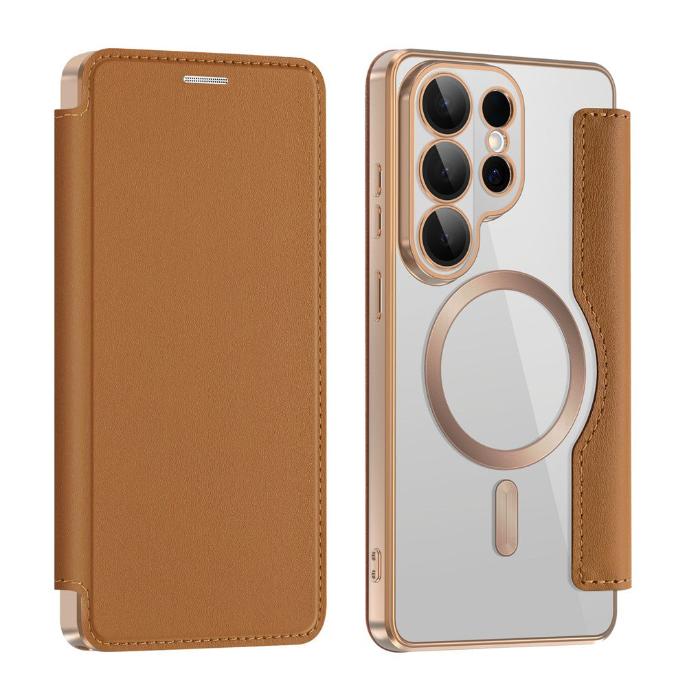 MagSafe Case for Samsung Galaxy S26 Ultra S948, Techsuit, SmartMag Book, Brown