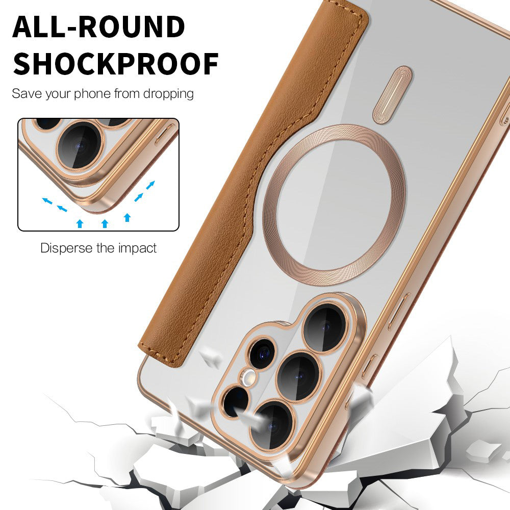 MagSafe Case for Samsung Galaxy S26 Ultra S948, Techsuit, SmartMag Book, Brown