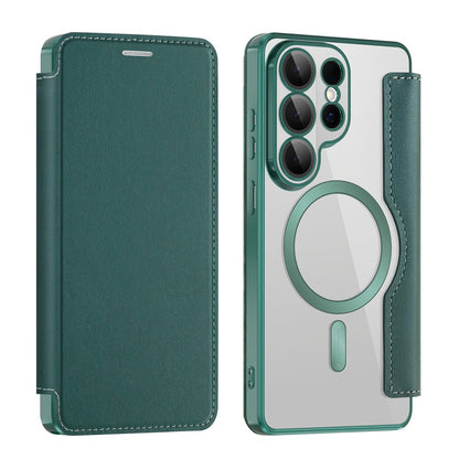 MagSafe Case for Samsung Galaxy S26 Ultra S948, Techsuit, SmartMag Book, Green