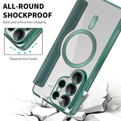 MagSafe Case for Samsung Galaxy S26 Ultra S948, Techsuit, SmartMag Book, Green
