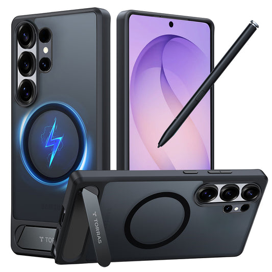 MagSafe tok Samsung Galaxy S26 Ultra-hoz, Torras, Pstand, Fekete