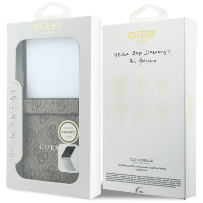 MagSafe tok Samsung Galaxy Z Flip8 F776-hez, Guess, 4G Leather Classic, Barna