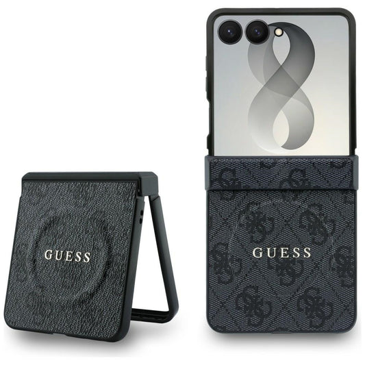 MagSafe tok Samsung Galaxy Z Flip8 F776-hez, Guess, 4G Leather Classic, Fekete
