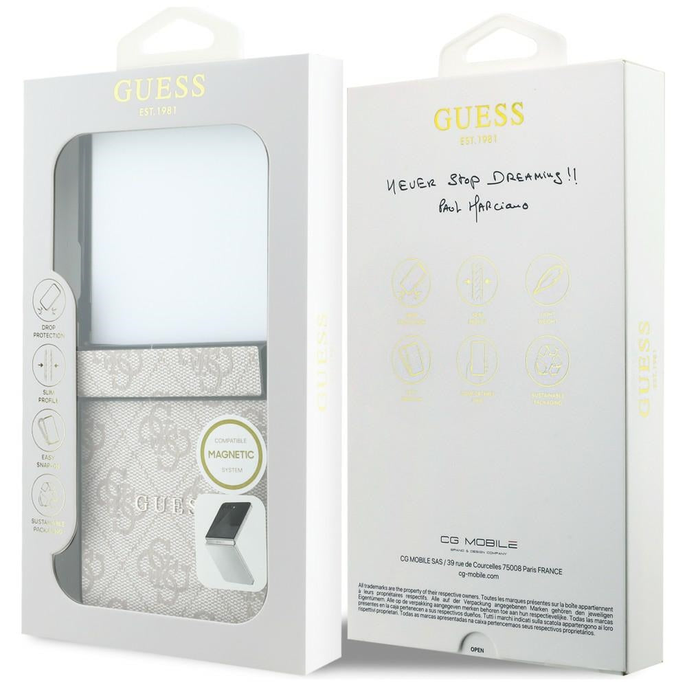 MagSafe tok Samsung Galaxy Z Flip8 F776-hez, Guess, 4G Leather Classic, Rózsaszín