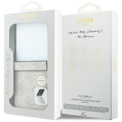 MagSafe tok Samsung Galaxy Z Flip8 F776-hez, Guess, 4G Leather Classic, Rózsaszín