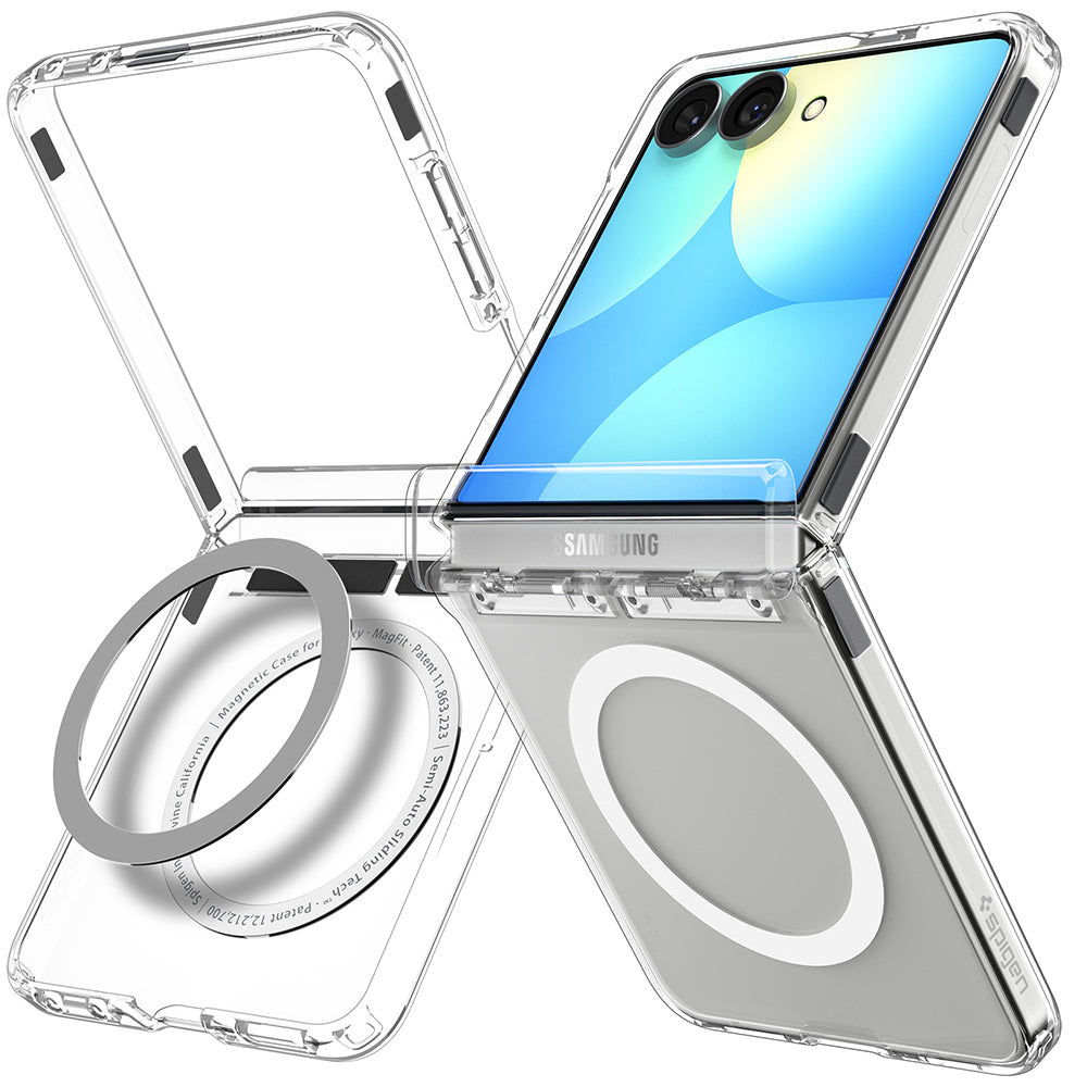 MagSafe tok Samsung Galaxy Z Flip8 F776-hez, Spigen, Ultra Hybrid Pro, Átlátszó Fehér ACS11524